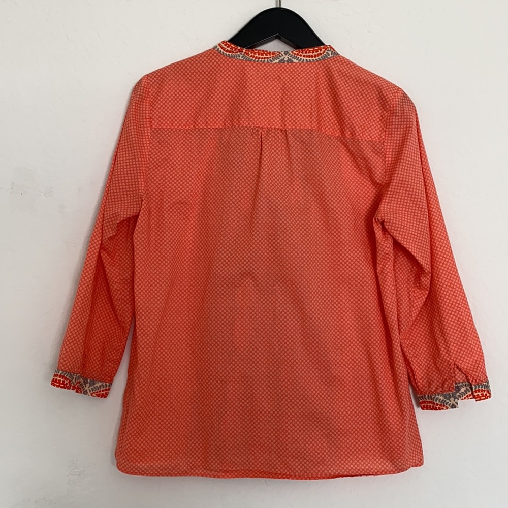 J. Crew - Neon Papaya Coral Dot Tassel Tie Tunic - Picture 4 of 6